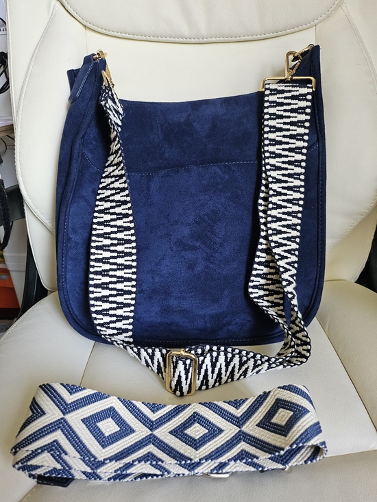 Ahdorned Handbags - ah dorned Navy Vegan Suede Shoulder Bag with 2 - Guitar Straps
